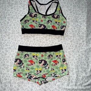 SHEIN Cartoon Print Shapewear Set - Green and Black